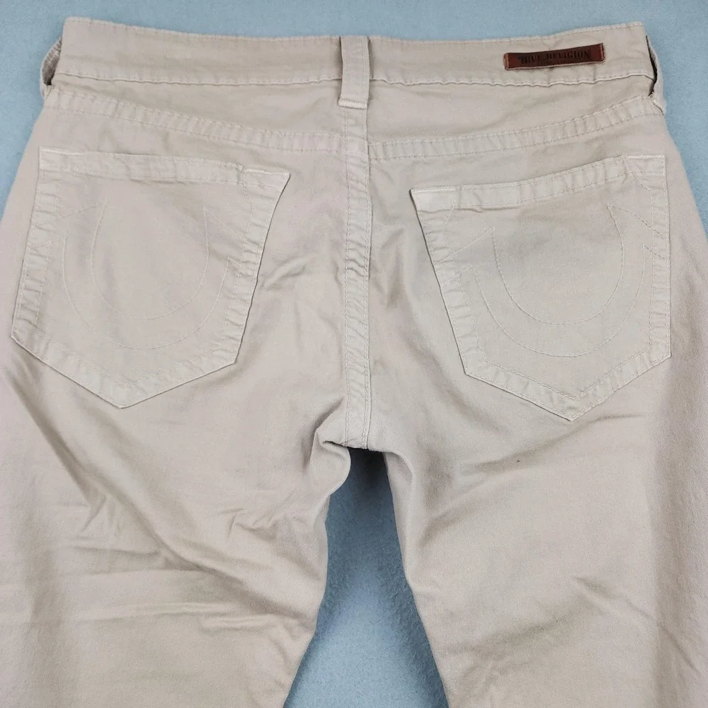 True Religion Bobby Jeans Mens 32x32 Beige Straight Stretch Cotton Denim Casual